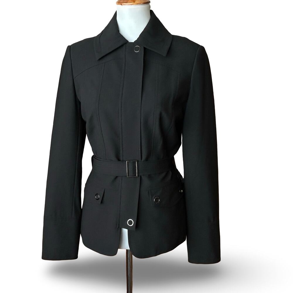 MAG by Magaschoni Black Belted Utility Blazer Jacket Size 6